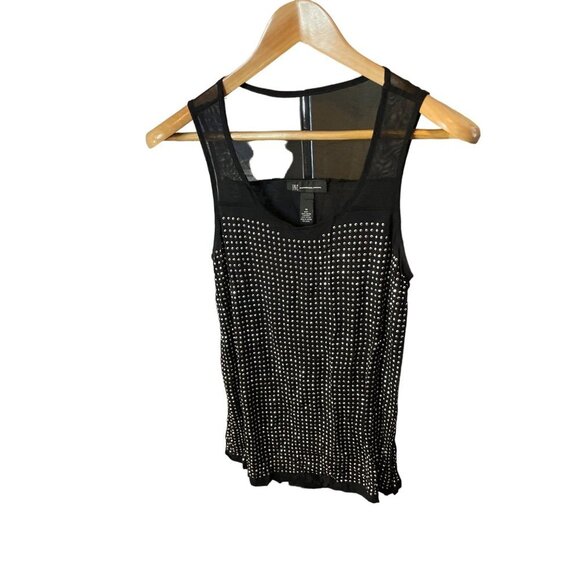 INC Black Sleeveless Sheer Back Sparkle Tunic Tank Blouse Sz M - Picture 3 of 11